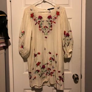 Zara white embroidered mini dress